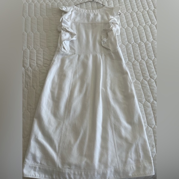 Anthropologie Pilcro Cream Ruffle Button-Front Dress – Size 10P Petite​​ - Picture 6 of 10